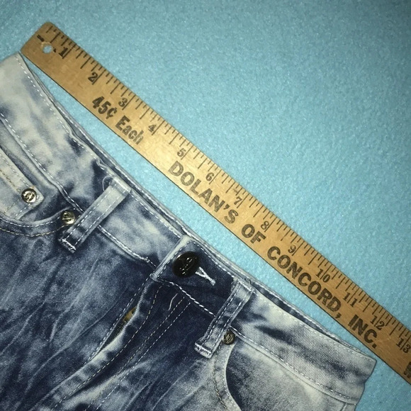 VIP high waisted distressed acid wash wrinkle look Y2K jeans size 5/6 - Picture 7 of 8
